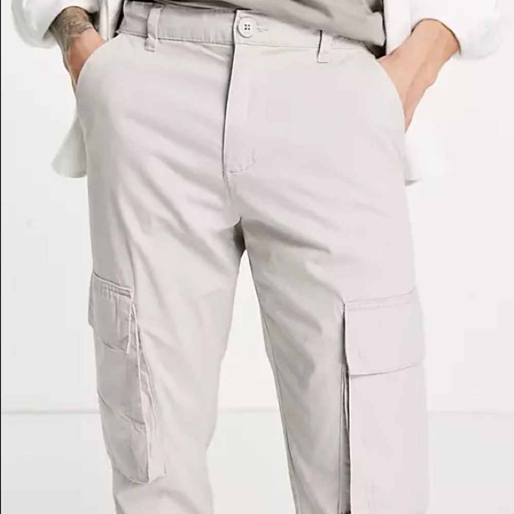 French connection slim fit cargo pants in stone - size 32